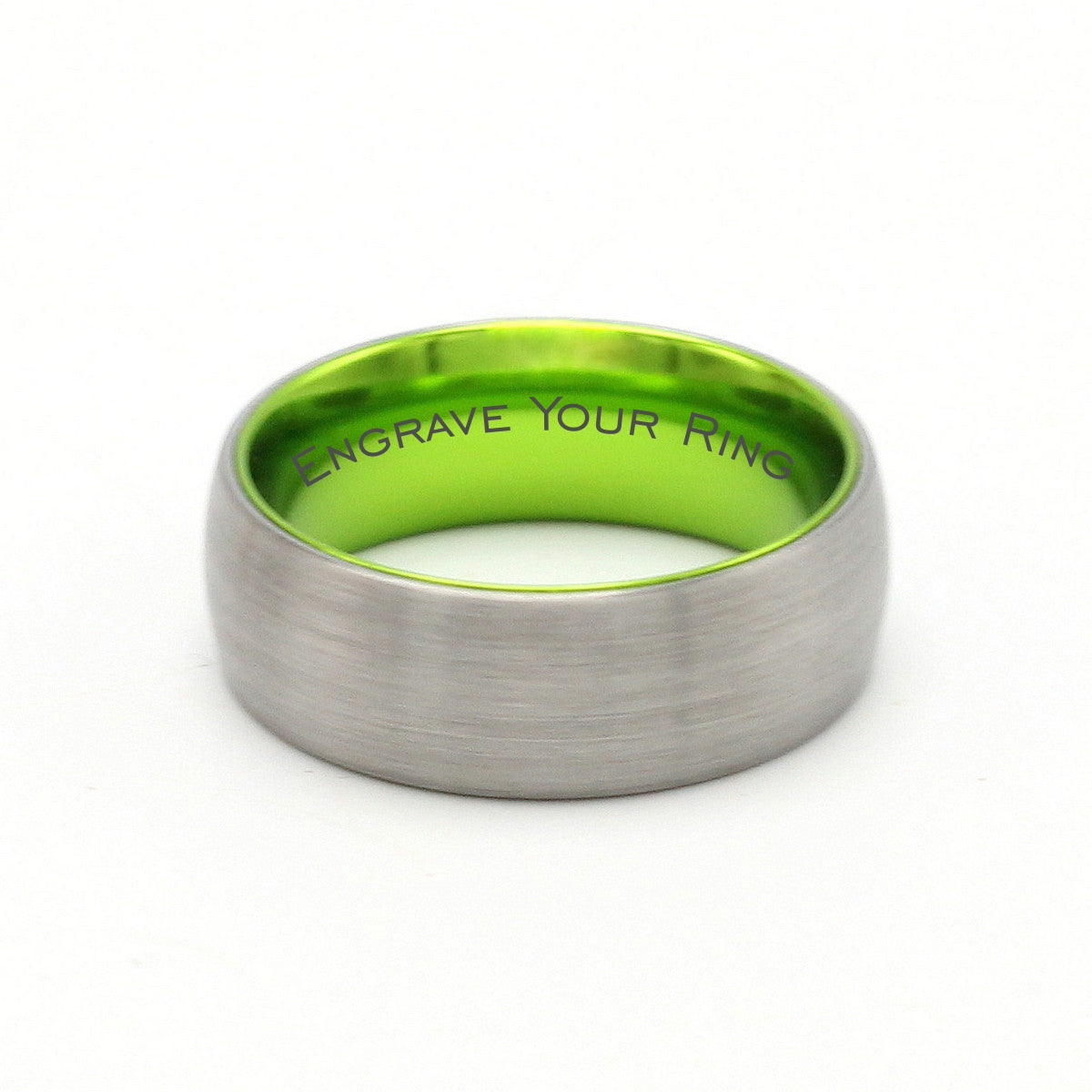 Amazon 8mm Silver Tungsten Carbide Ring Metallic Green