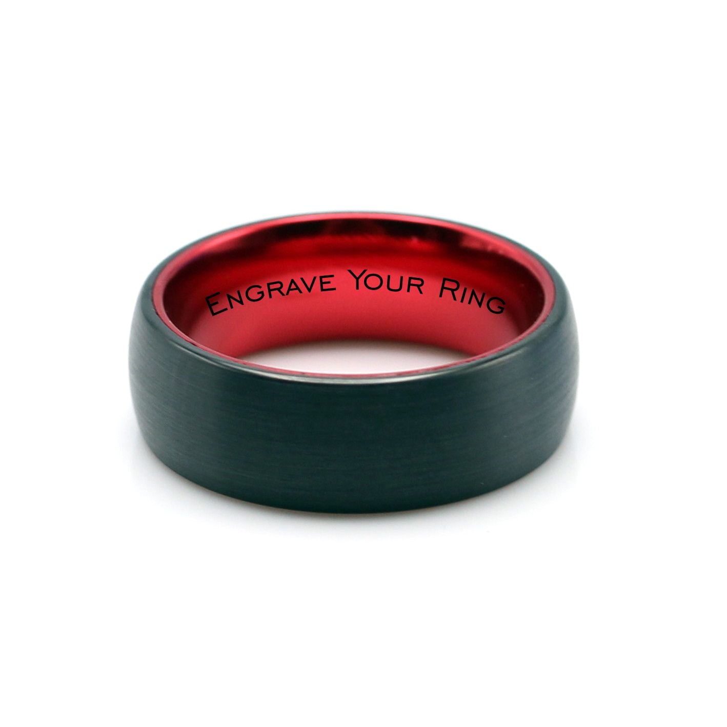 Imola 8mm Black Tungsten Wedding Band Metallic Red