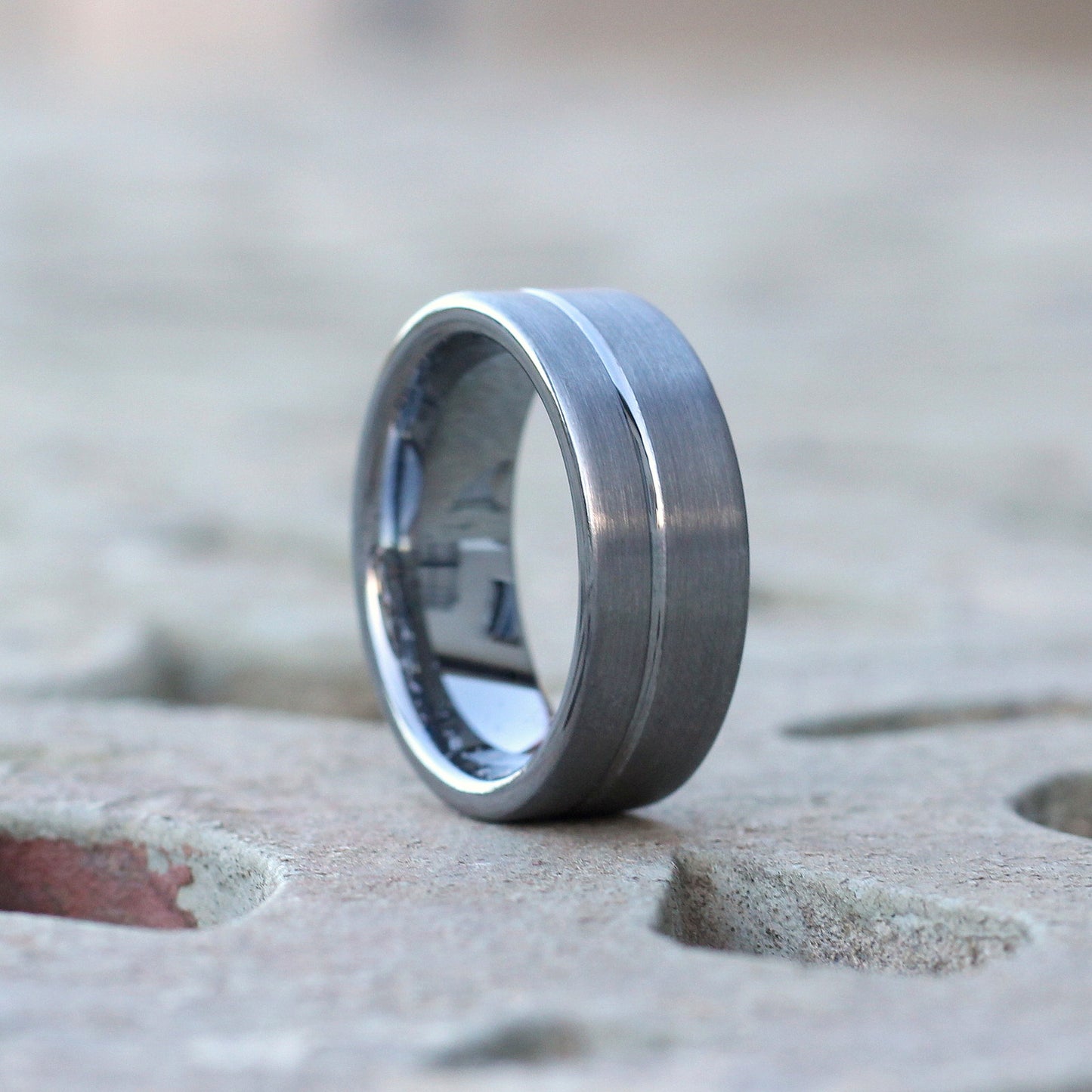 Durban 8mm Tungsten Carbide Ring Brushed Silver
