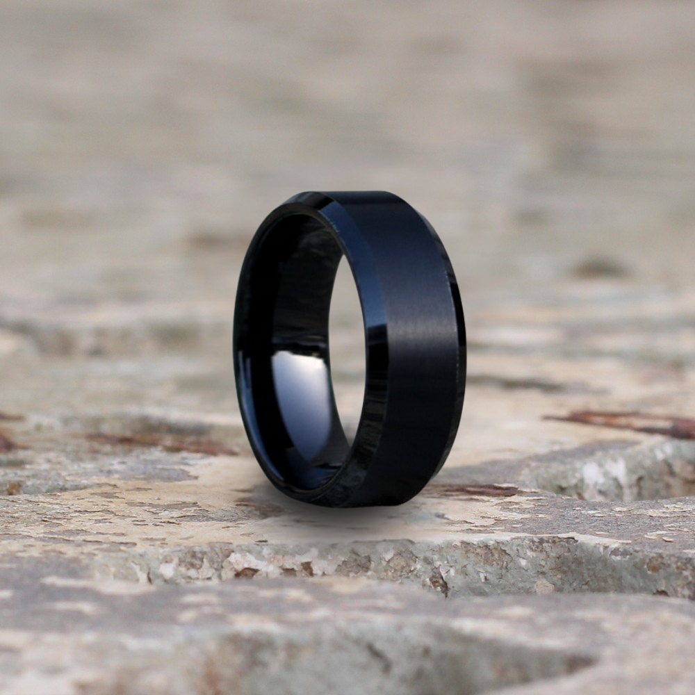 THYRFING blackl ブラックメタル Lusaka 8mm Tungsten Carbide Ring | Matte Black | Luxury Rings