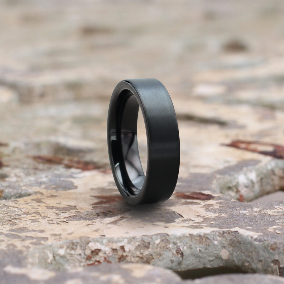 「CTHY」LAYERD RING（BLACK•17号） Portland Tungsten Ring | Matte Black | Luxury 6mm Design – Urban