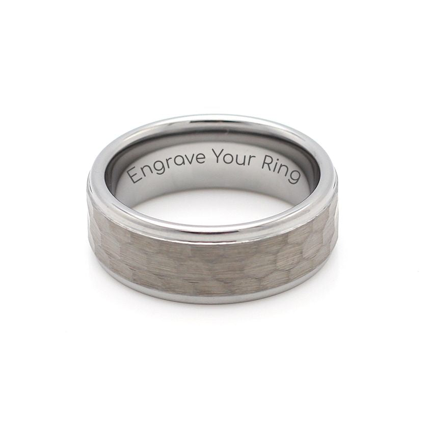 Carbide Ring Silver Hammered