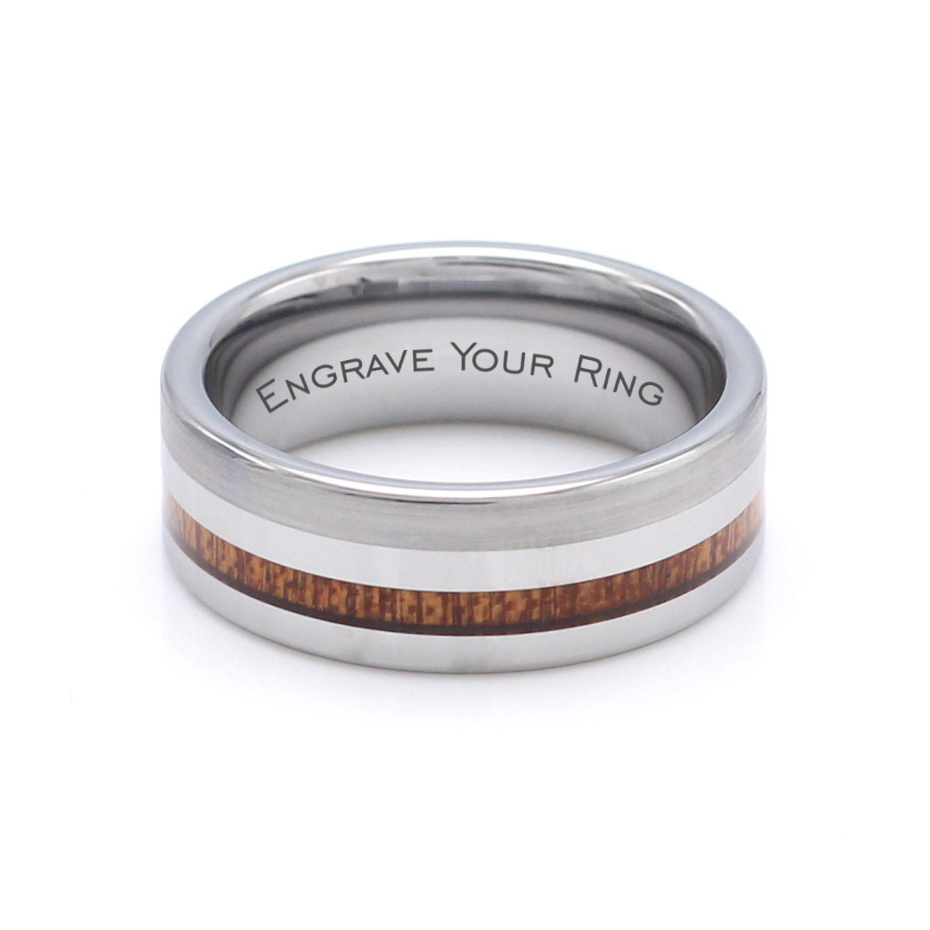 Silver Wood Stripe Ring