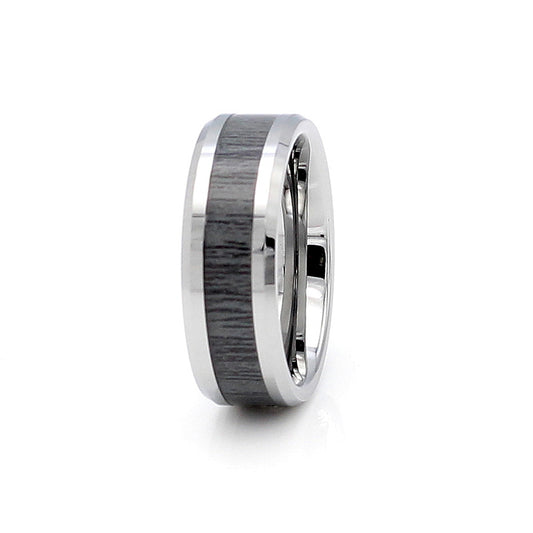 Munich 8mm Tungsten Carbide Ring Silver Ash Wood