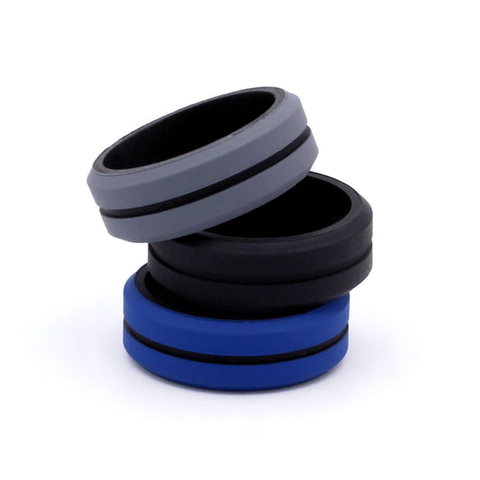Mens Grooved Silicone Rings 