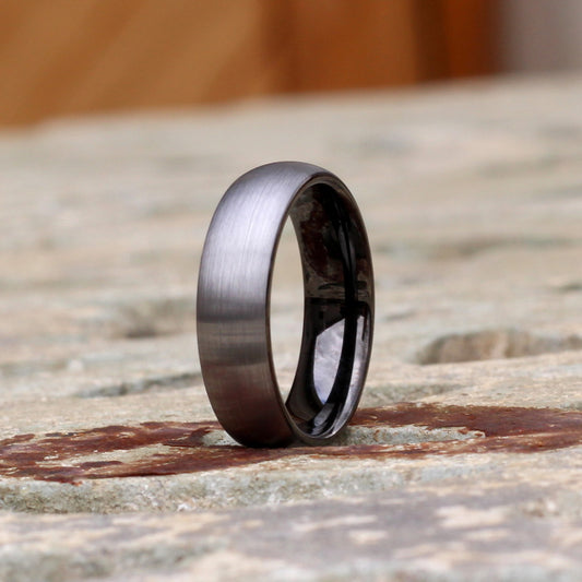 Detroit 6mm Silver Grey Tungsten Wedding Band
