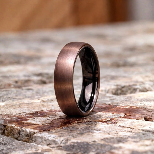 bronze brushed 6mm tungsten ring dark interior