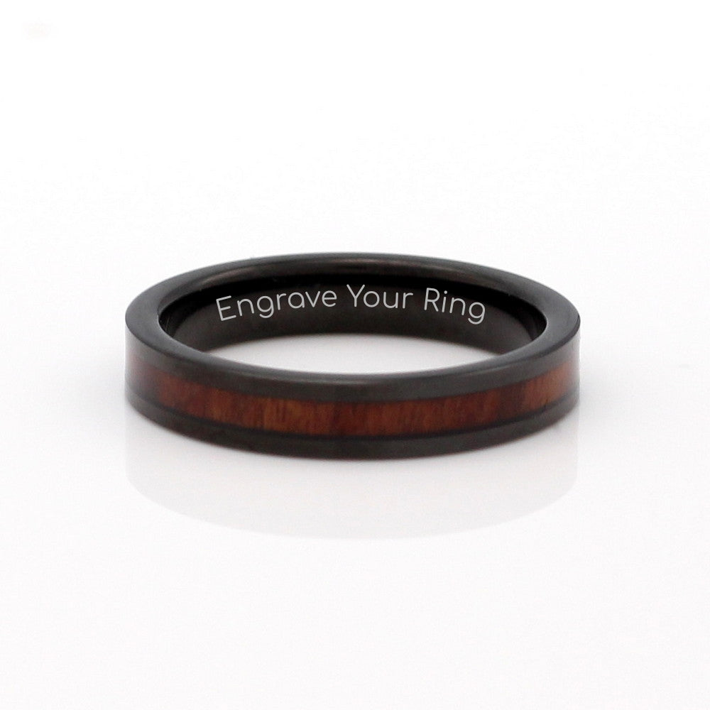 Bergen 4mm Black Tungsten Carbide Ring Wood Inlay Urban Rings Engarve Your Ring