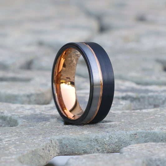 Silver black and gold tungsten 8mm wedding band for men South africa