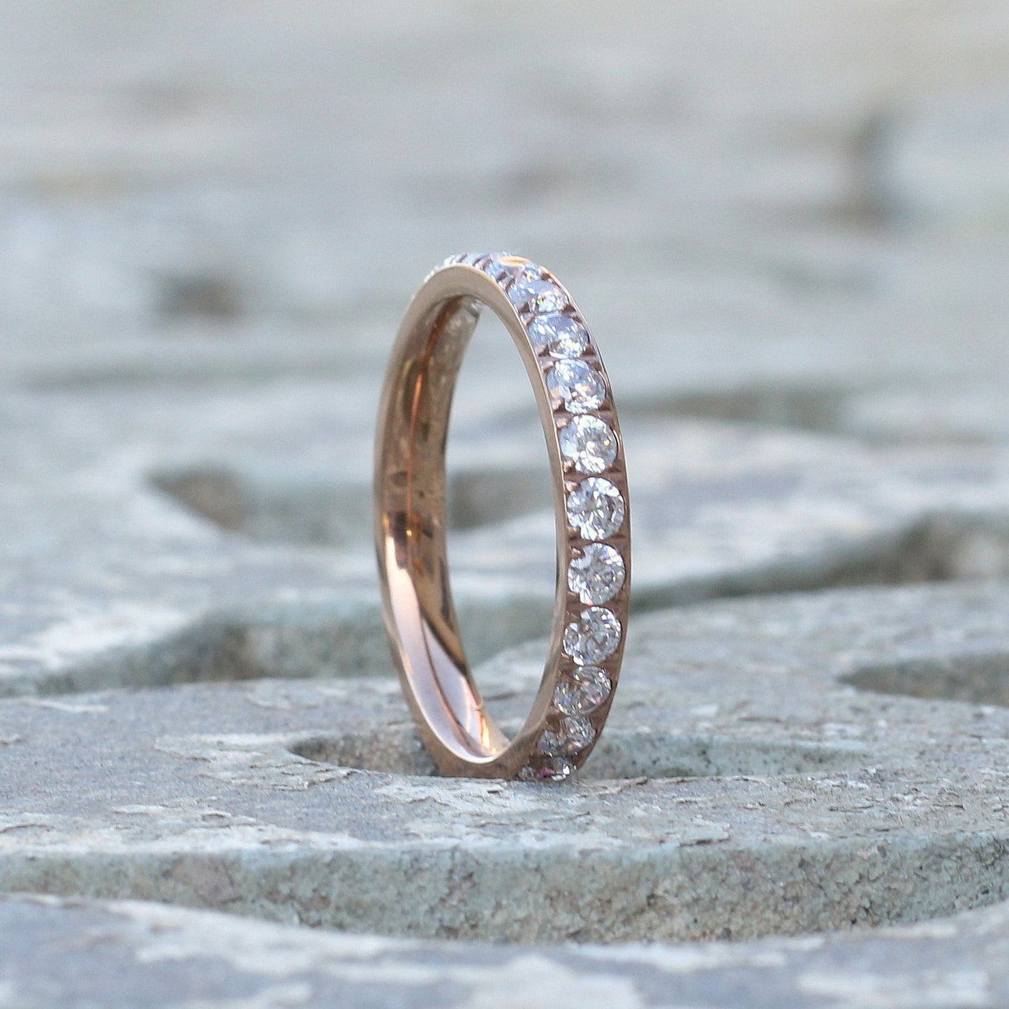 Canberra 2.5mm Titanium Ring Rose Gold Diamante