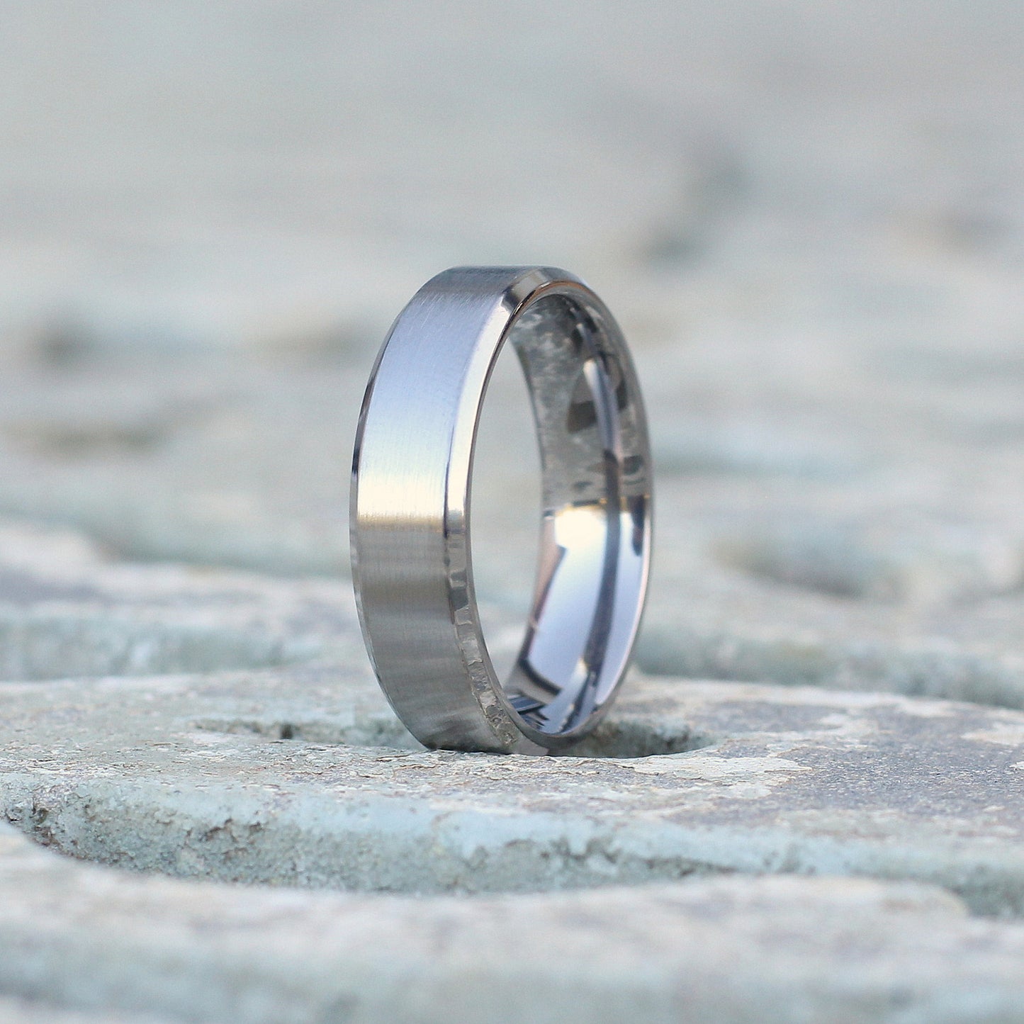 Los Angeles 6mm Titanium Ring Brushed Silver