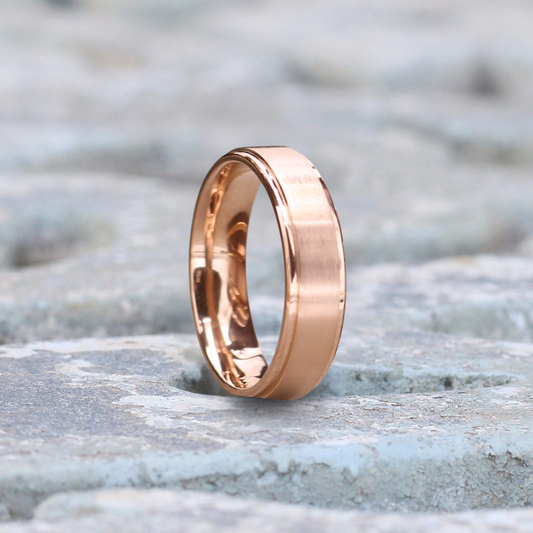 Rose gold titanium ring 6mm width