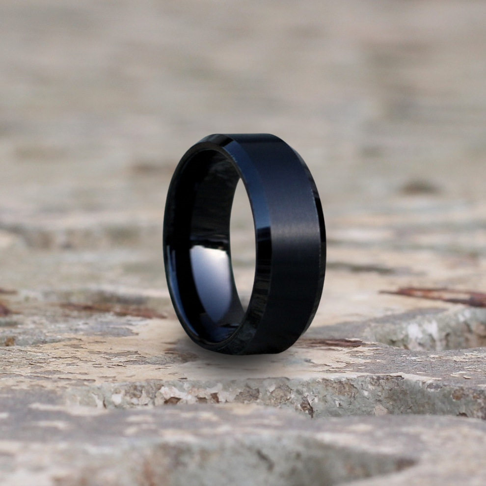 Lusaka 8mm Tungsten Carbide Ring | Matte Black | Luxury Rings – Urban ...