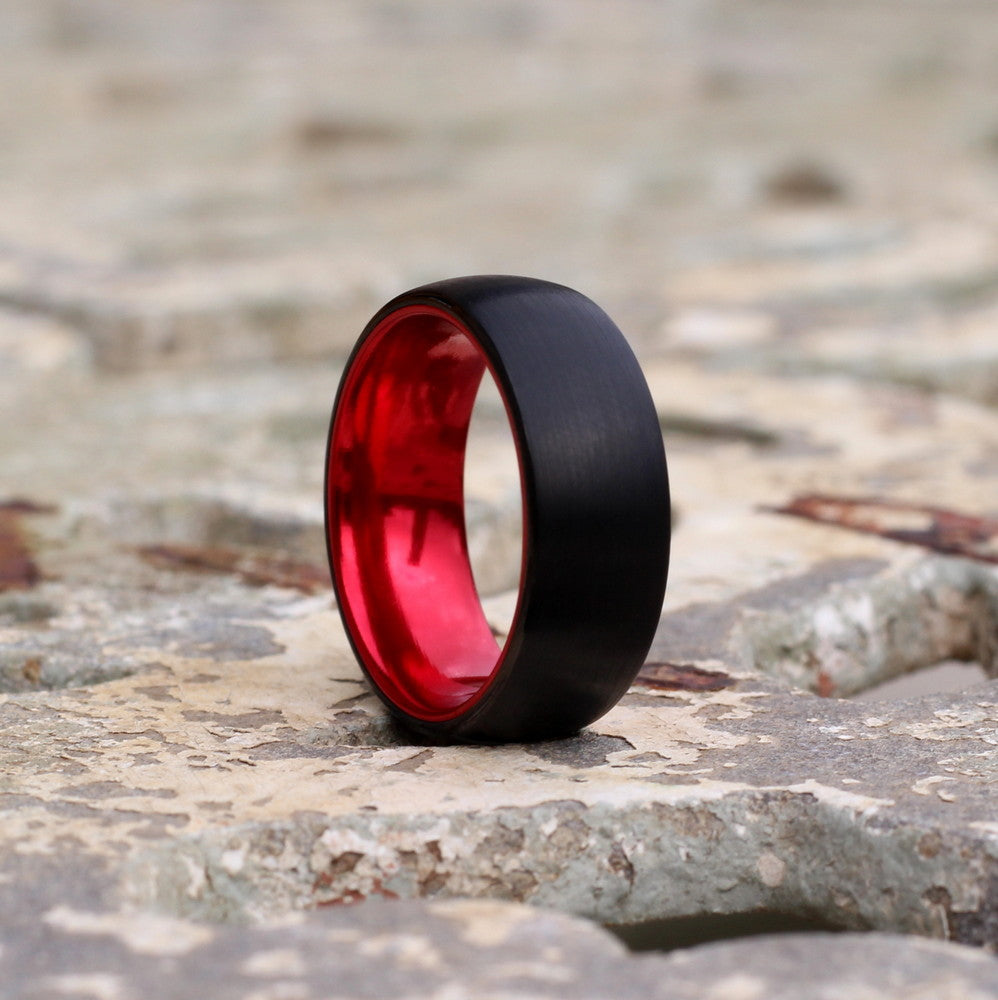 Black Tungsten Ring Imola Black Red Urban Rings SA