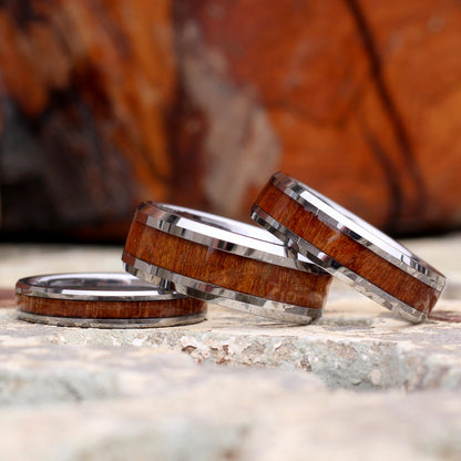 Tampa 4mm Tungsten Carbide Ring Silver Wood