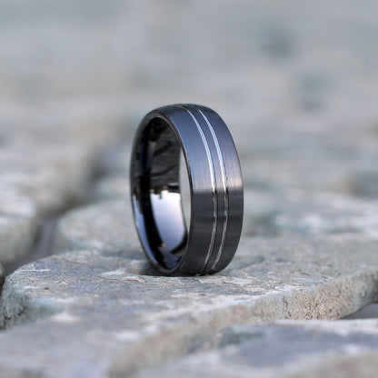 Budapest 8mm Tungsten Carbide Ring Dark Silver