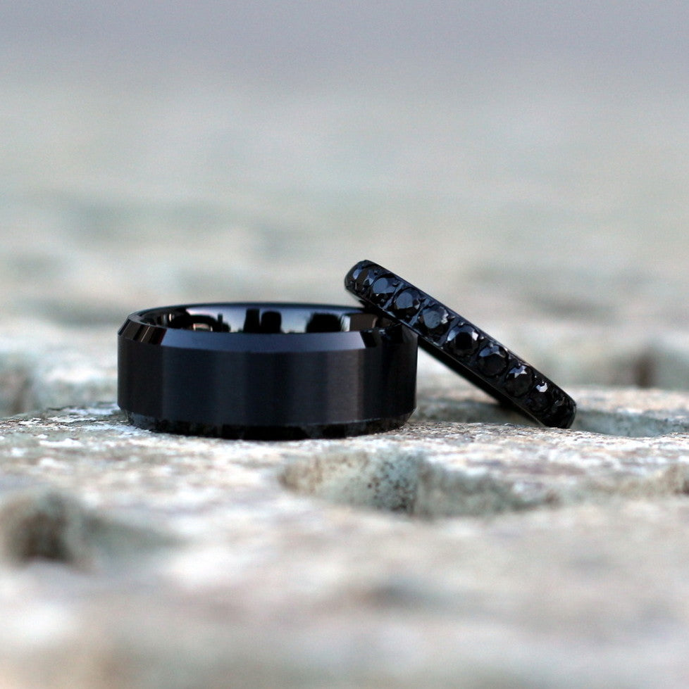 Lusaka Tungsten Carbide Ring Matte Black Luxury Rings – Urban