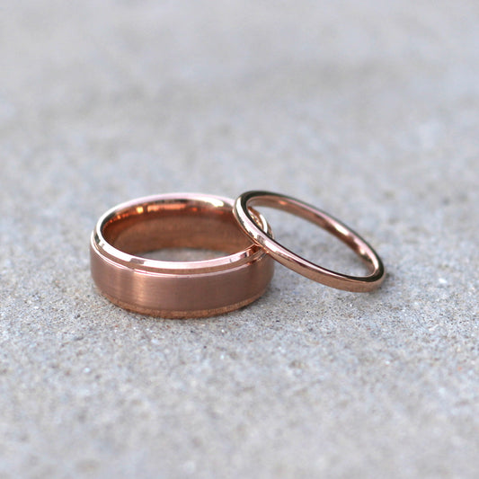 Zanzibar 8mm Tungsten Carbide Ring Rose Gold
