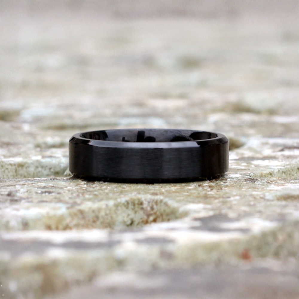 black 6mm titanium ring bevelled edges South Africa urban rings