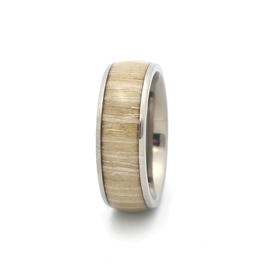 Titanium Ring Silver Olive Wood