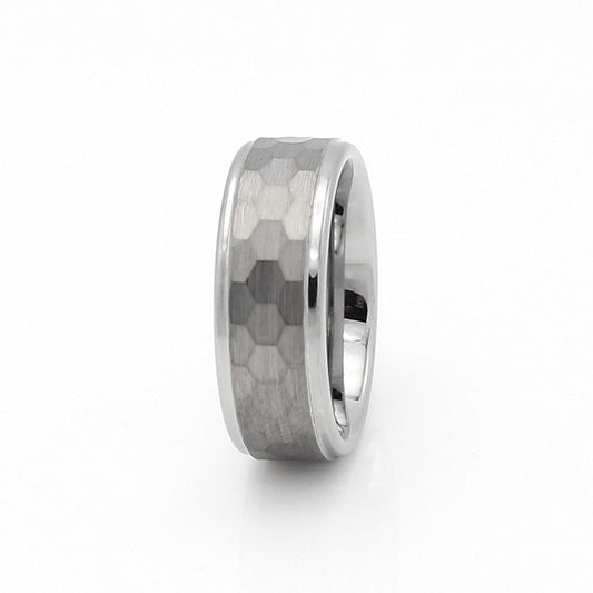 Carbide Ring Silver Hammered 