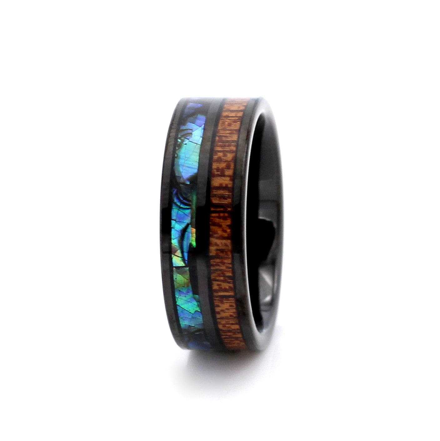 Black Shell Wood Ring