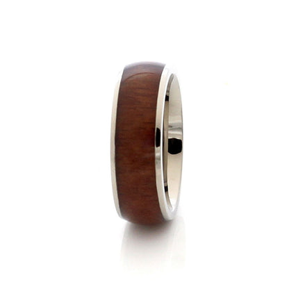 Harare 8mm Titanium Ring Silver Wood