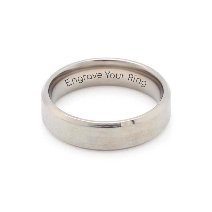 Los Angeles Ring Titanium Band 6mm Brushed Silver.