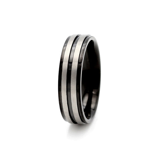 Manhattan 6mm Titanium Ring Black Silver