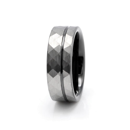 Miami 8mm Tungsten Carbide Ring Grey Hammered