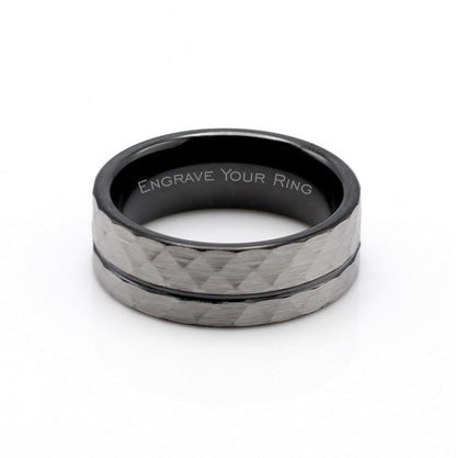 Miami 8mm Tungsten Carbide Ring Grey Hammered