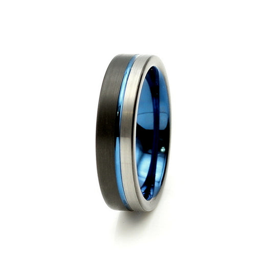 Oslo 6mm Tungsten Carbide Ring Multi-Tone Blue.