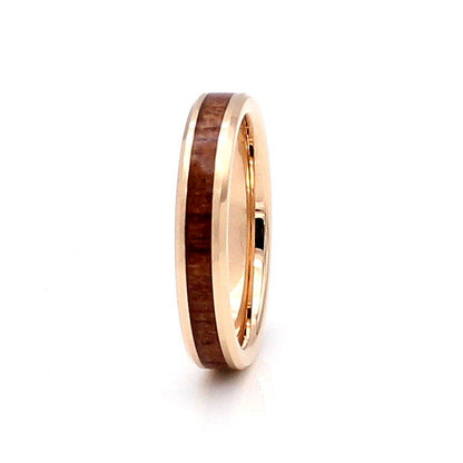 Paris 4mm Tungsten Carbide Ring Rose Gold Wood