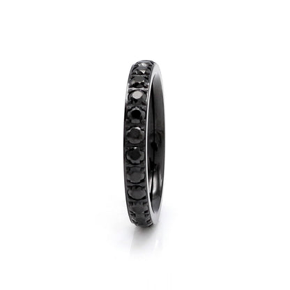 Perth 2.5mm Titanium Ring Black Diamante