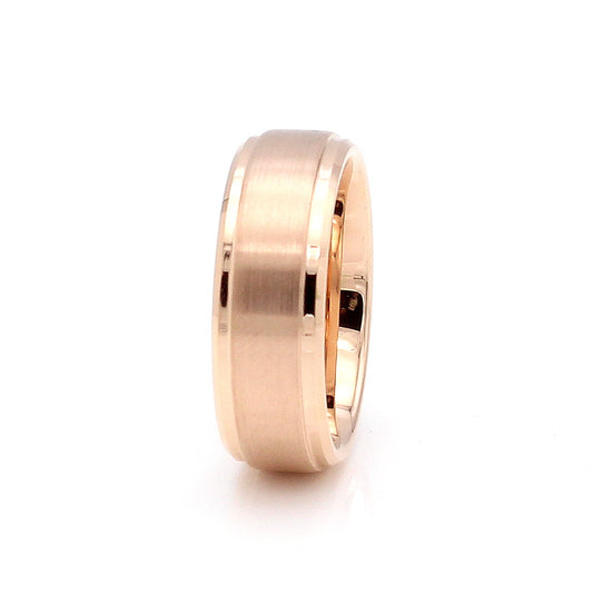 Rose gold tungsten ring. urban rings south africa. best mens wedding bands. we engrave fingerprints.