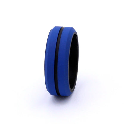 Blue Grooved Silicone Band