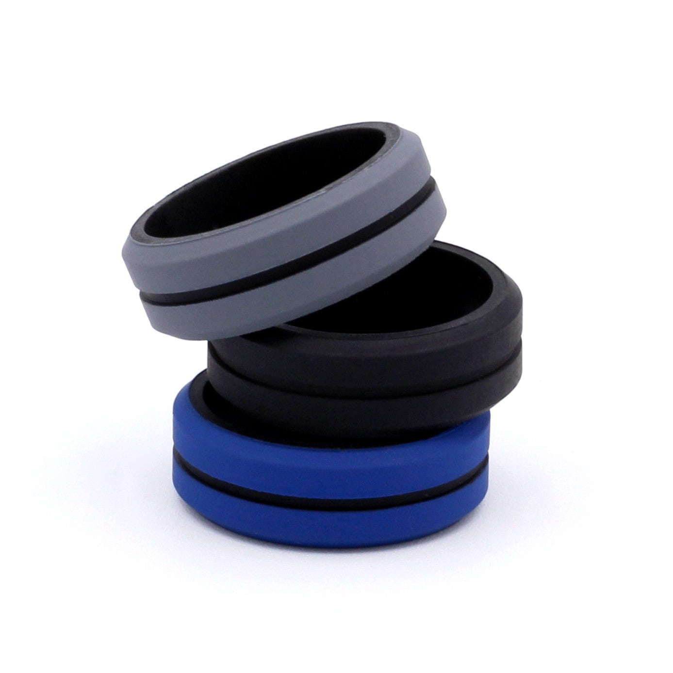 Blue Grooved Silicone Band