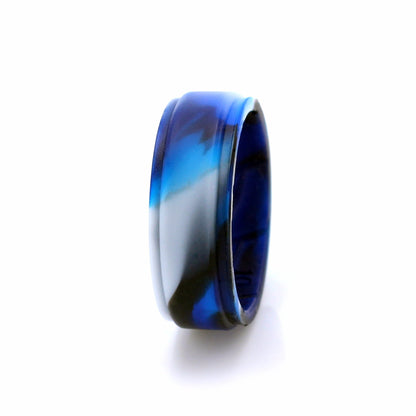 Melbourne Ring MARBLE Mens Breathable Silicone Band 8mm