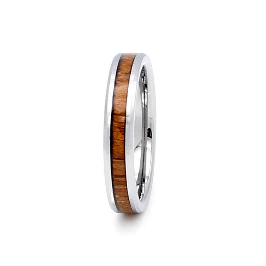 Tampa 4mm Tungsten Carbide Ring Silver Wood