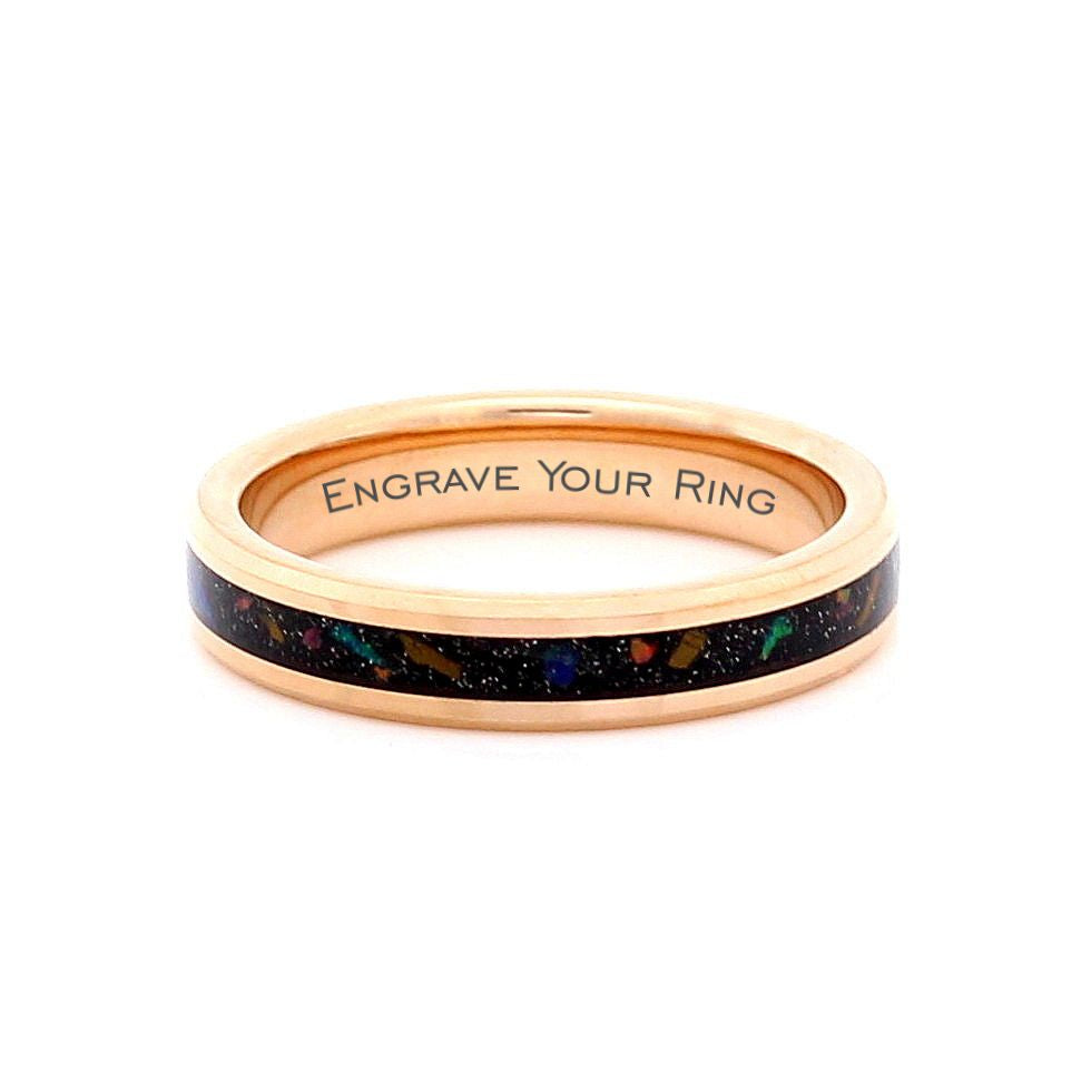 Venice 4mm Tungsten Carbide Ring Rose Gold Galaxy